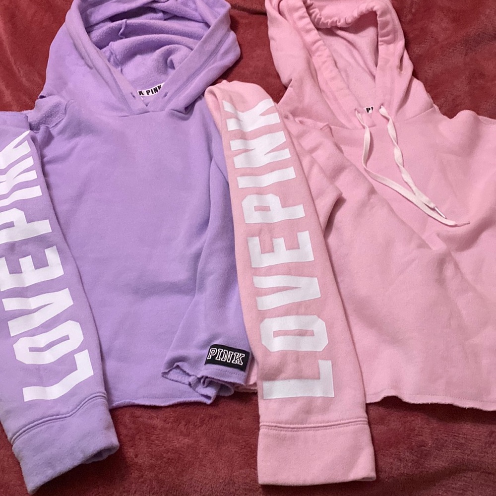 Two cropped PINK hoodies